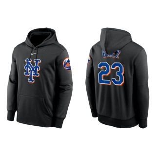 Javier Baez New York Mets Black Logo Performance Pullover Hoodie
