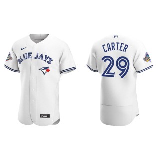 Joe Carter Toronto Blue Jays White 1992 World Series Patch 30th Anniversary Authentic Jersey