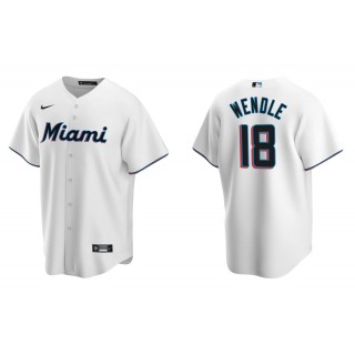 Men's Miami Marlins Joe Wendle White Replica Home Jersey