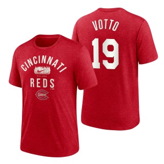 Men's Cincinnati Reds Joey Votto Red 2022 Field of Dreams Lockup Tri-Blend T-Shirt