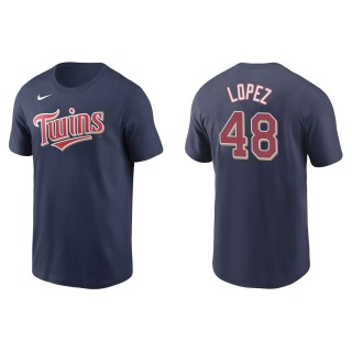 Men's Minnesota Twins Jorge Lopez Navy Name & Number T-Shirt