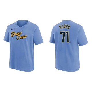 Josh Hader Youth Brewers Powder Blue 2022 City Connect Name & Number T-Shirt