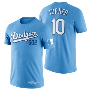 Los Angeles Dodgers Justin Turner Blue 2022 Guatemalan Heritage Night Dodger Stadium T-Shirt