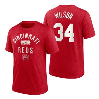 Men's Cincinnati Reds Justin Wilson Red 2022 Field of Dreams Lockup Tri-Blend T-Shirt