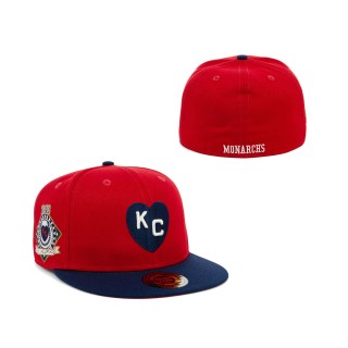NLB Kansas City Monarchs Rings & Crwns Red Navy Team Fitted Hat