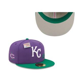 Kansas City Royals Purple Green MLB x Big League Chew Ground Ball Grape Flavor Pack 59FIFTY Fitted Hat