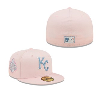 Men's Kansas City Royals Pink Sky Blue 2015 World Series Undervisor 59FIFTY Fitted Hat