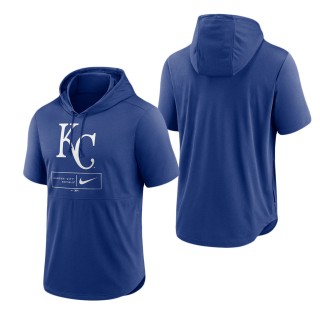 Men's Kansas City Royals Royal Logo Lockup Performance Short-Sleeved Pullover Hoodie