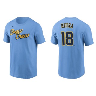 Keston Hiura Brewers Powder Blue 2022 City Connect Name & Number T-Shirt