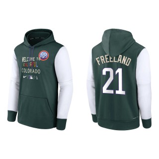 Kyle Freeland Colorado Rockies Green Authentic Collection 2022 City Connect Therma Performance Pullover Hoodie