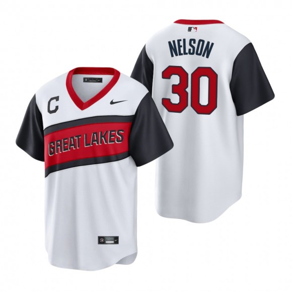 Kyle Nelson Indians Nike White 2021 Little League Classic Home Replica Jersey