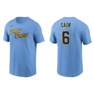 Lorenzo Cain Brewers Powder Blue 2022 City Connect Name & Number T-Shirt