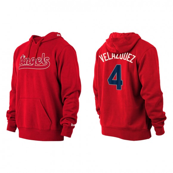 Andrew Velazquez Los Angeles Angels Red 2022 City Connect Pullover Hoodie
