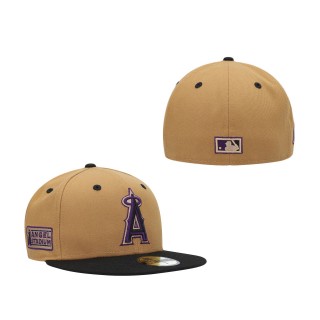 Los Angeles Angels Angel Stadium Purple Undervisor 59FIFTY Fitted Hat Tan