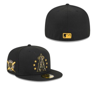 Los Angeles Angels Black 2024 Armed Forces Day On-Field 59FIFTY Fitted Hat
