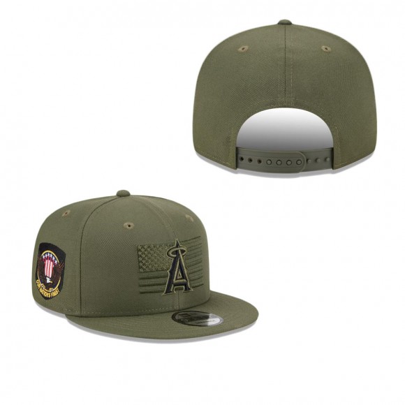 Men's Los Angeles Angels Green 2023 Armed Forces Day 9FIFTY Snapback Adjustable Hat