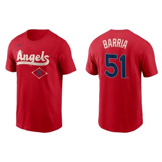 Jaime Barria Men's Los Angeles Angels Nike Red 2022 City Connect Name & Number T-Shirt