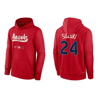 Kurt Suzuki Men's Los Angeles Angels Nike Red 2022 City Connect Authentic Collection Therma Performance Pullover Hoodie