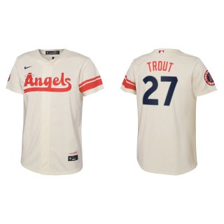 Mike Trout Youth Los Angeles Angels Nike Cream 2022 City Connect Replica Team Jersey