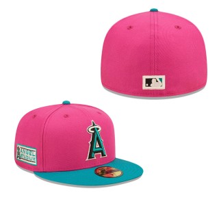 Men's Los Angeles Angels Pink Green Cooperstown Collection Angel Stadium Passion Forest 59FIFTY Fitted Hat