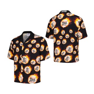 Los Angeles Angels PLEASURES Black Flame Fireball Button-Up Shirt