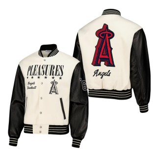 Los Angeles Angels PLEASURES White Full-Snap Varsity Jacket