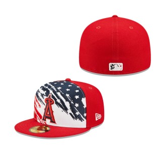 Men's Los Angeles Angels Red 2022 4th of July Independence Day On-Field 59FIFTY Fitted Hat