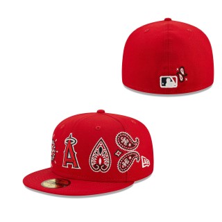 Men's Los Angeles Angels Red Paisley Elements 59FIFTY Fitted Hat