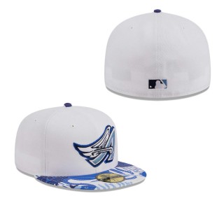 Los Angeles Angels White Blue Flamingo 59FIFTY Fitted Hat