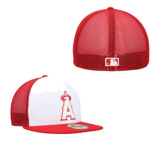 Los Angeles Angels White Red 2023 On-Field Batting Practice 59FIFTY Fitted Hat