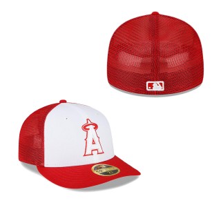 Los Angeles Angels White Red 2023 On-Field Batting Practice Low Profile 59FIFTY Fitted Hat