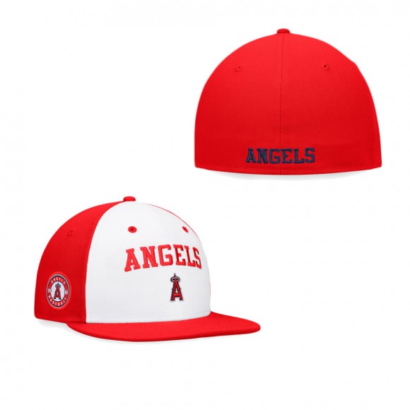 Men's Los Angeles Angels White Red Iconic Color Blocked Fitted Hat