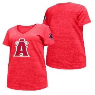 Women's Los Angeles Angels Red 2022 City Connect Plus Size V-Neck T-Shirt