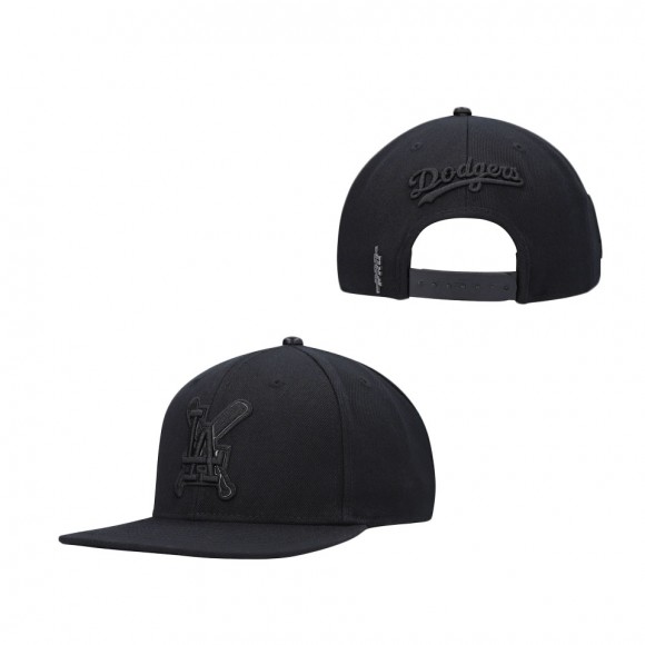 Men's Los Angeles Dodgers Black Triple Black Wool Snapback Hat
