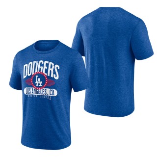 Men's Los Angeles Dodgers Heathered Royal Badge of Honor Tri-Blend T-Shirt