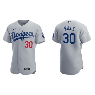 Men's Los Angeles Dodgers Maury Wills Gray Authentic Alternate Jersey