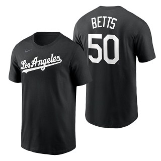 Men's Los Angeles Dodgers Mookie Betts Black Black & White T-Shirt
