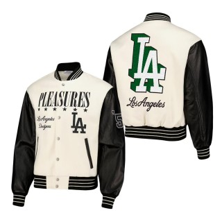 Los Angeles Dodgers PLEASURES White Full-Snap Varsity Jacket