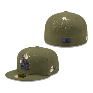 Los Angeles Dodgers Splatter 59FIFTY Fitted Hat Olive