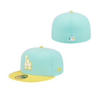 Men's Los Angeles Dodgers Turquoise Yellow Spring Color Pack Two-Tone 59FIFTY Fitted Hat