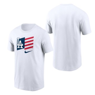 Men's Los Angeles Dodgers Nike White Americana Flag T-Shirt