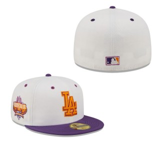 Men's Los Angeles Dodgers White Purple 40th Anniversary at Dodger Stadium Grape Lolli 59FIFTY Fitted Hat