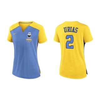 Luis Urias Women's Brewers Powder Blue Gold 2022 City Connect Exceed Boxy V-Neck T-Shirt