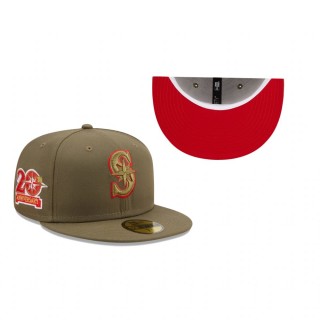 Seattle Mariners Olive 20th Anniversary Scarlet Undervisor 59FIFTY Hat