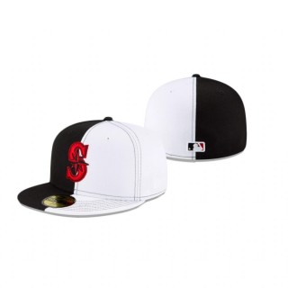 Mariners Split Crown Black White 59Fifty Fitted Hat