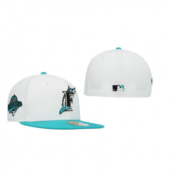 Marlins White Teal 1997 World Series Two-Tone 59FIFTY Hat