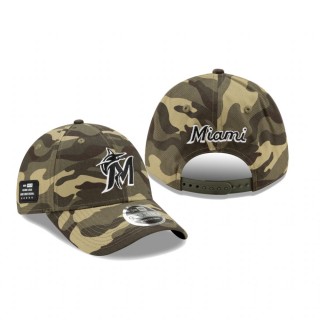 Miami Marlins Camo 2021 Armed Forces Day 9FORTY Adjustable Hat