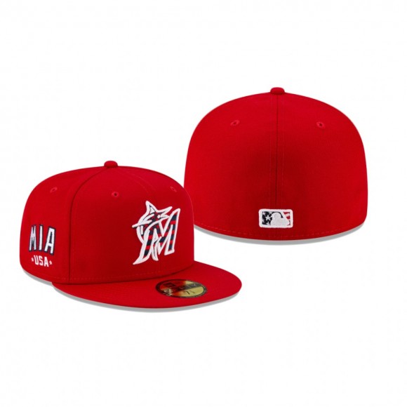 Marlins Red 4th of July 59FIFTY Fitted Hat