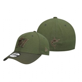 Marlins Olive Army Hat