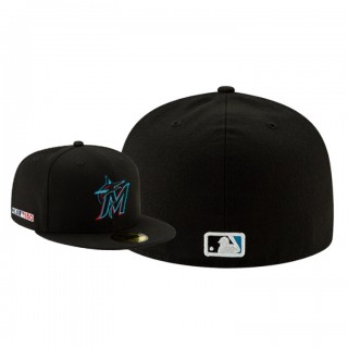 Men's Miami Marlins Black MLB 150th Anniversary Patch 59FIFTY Fitted Hat